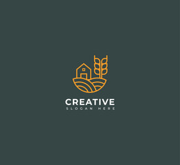 Obraz premium Wheat, Grain , Crop farm logo design template.