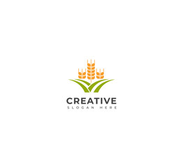 Wheat, Grain , Crop farm logo design template.