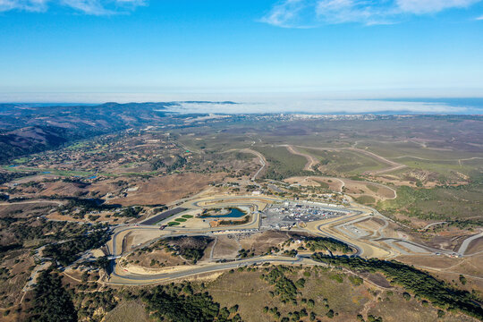 Aerial view of WeatherTech Raceway Laguna Seca, Monterey, California, United States.