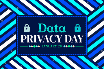Data Privacy day colorful background with locks, lines and shapes