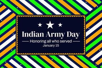 Indian Army Day wallpaper with colorful shapes and typography in the center.