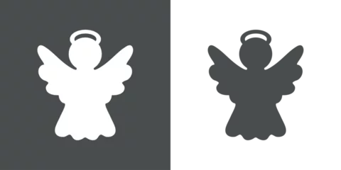 Foto op Canvas Tiempo de Navidad. Logo con silueta ángel de Navidad con alas y halo para su uso en invitaciones y felicitaciones © teracreonte