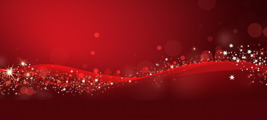 Fototapeta na wymiar Abstract red Christmas background with stars and sparkles. Illustration