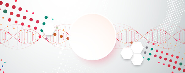 Science template, wallpaper or banner with a DNA molecules. Handmade vector illustration. - obrazy, fototapety, plakaty