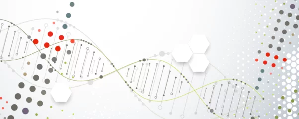 Foto op Aluminium Science template, wallpaper or banner with a DNA molecules. Handmade vector illustration. © Alex