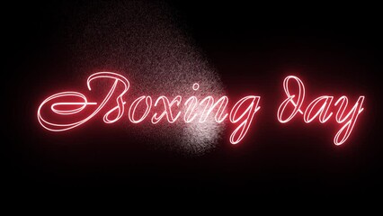 Animated Christmas and Boxing day Shopping sign. neon effect, Light neon on black background.