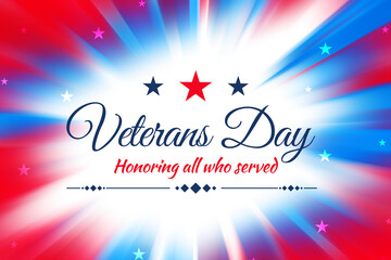 Veterans Day wallpaper with glowing lights and patriotic colors, background design. Honoring all who served, backdrop