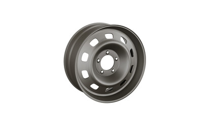 Steel wheel, disk without tire on isolated background, alpha png
