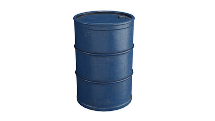 Blue barrel with lid on isolated background, alpha png