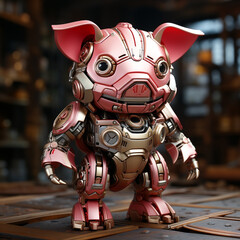 3D cartoon robot pig