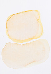 Abstract translucent yellow watercolor texture background. Creative pattern design for print invitation card, postcard. Drawing poster, colorful wallpaper.