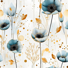 Seamless watercolor spring flowers pattern background, ai design