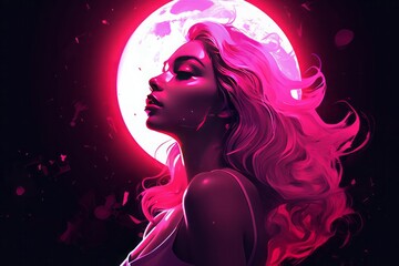 Striking neon pink Moonlight pop art illustration with bold contrasts.