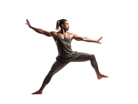 Man yoga pose isolated on transparent background