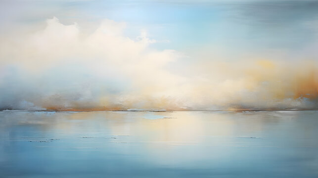 Tranquil Waterscape Dreams, Water Lake, abstract landscape art, Generative AI
