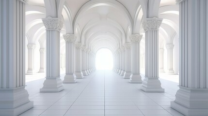 Fototapeta na wymiar long corridor between many columns
