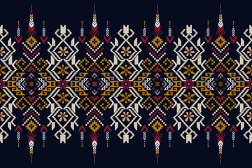 Fototapeta na wymiar Beautiful seamless cross stitch pattern.geometric ethnic oriental pattern traditional background.Aztec style,abstract,vector,illustration.design for texture,fabric,clothing,wrapping,decoration,carpet.