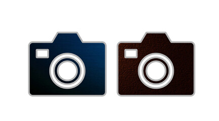 Camera blue and brown icon symbol with texture