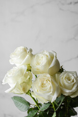 white roses with droplets on a light background