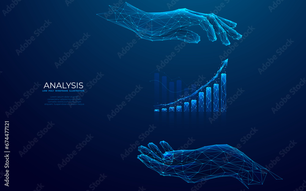Aufkleber businessman hands holding hologram of growth graph chart. stock market digital concept. abstract his