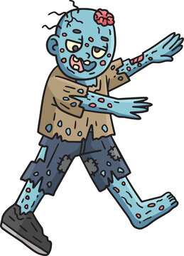 Walking Zombie Cartoon Colored Clipart 