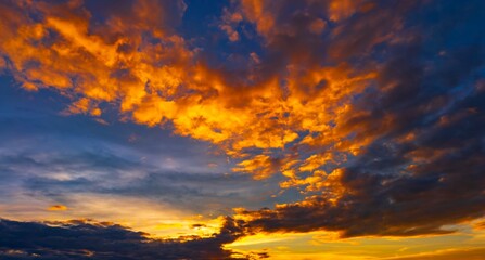 panorama Sunlight with dramatic sky on dark background.Vivid sky on dark cloud.