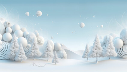 Winter christmas tale background with blue sky and snow. Merry Christmas and new year greeting card.