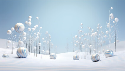 Winter christmas abstract background with blue sky and snow. Merry Christmas and new year greeting card.
