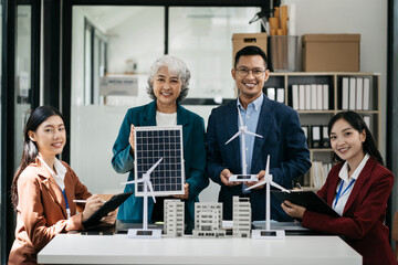 Successful business meeting,  happy working in modern office.