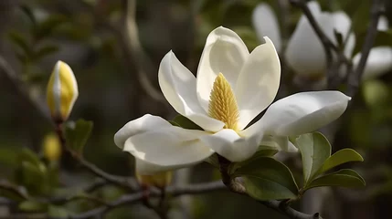 Outdoor kussens Beautiful blooming magnolia tree flower in the garden © Dennis