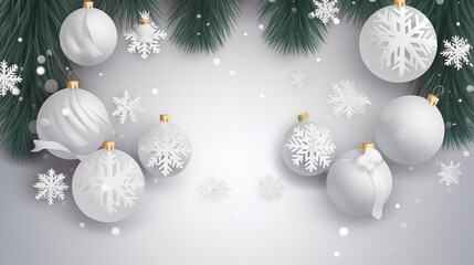 Realistic modern white merry christmas and happy new year banner design