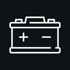 Car battery icon on black background.
