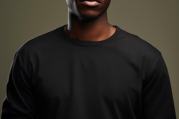 Oversized Black Shirt Mockup On African American Model