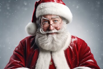 Realistic D Rendering Of Santa Claus On White Background. Сoncept Winter Wonderland, Festive Decorations, Magical Santa Claus, Holiday Spirit - obrazy, fototapety, plakaty