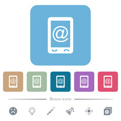 Mobile mailing flat icons on color rounded square backgrounds