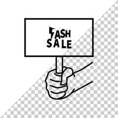 Hand holding sign editable stroke. outline icon isolated. Vector illustration EPS 10.