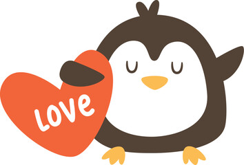 Penguin Holding Heart