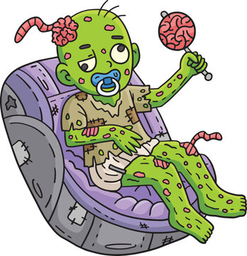 Zombie Baby Cartoon Colored Clipart Illustration