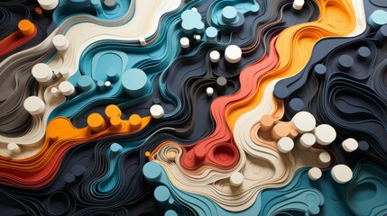 Vibrant linework pattern.Modern  colorful digital waves illustration. Curving gridlines