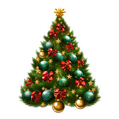 christmas tree with decorations transparent background Generative AI