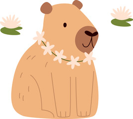 Capybara With Flower Wreath