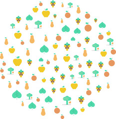 round shape of autumn icons simple drawing