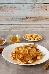 Hazelnut, honey and cinnamon crepes