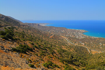 Fototapeta na wymiar Scenic view of Malia bay with Heraclium in the distance, Crete, Greece, Europe.