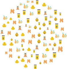 round shape of autumn icons simple drawing