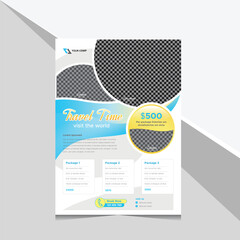 travel flyer template with circle picture place holder