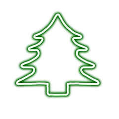 Fototapeta premium Neon light Christmas tree line drawing, transparent background