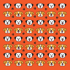 vector seamless pattern with cute dogs