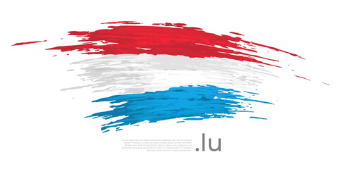 Luxembourg flag. Brush strokes, grunge. Stripes colors of luxembourgish flag on white background. Vector design national poster, template, place for text. State patriotic banner of luxembourg, flyer - obrazy, fototapety, plakaty