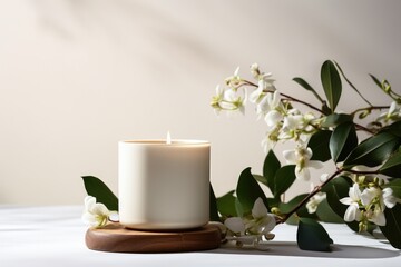 Obraz na płótnie Canvas Soy Candle With Natural Fragrance On White, Loft Design